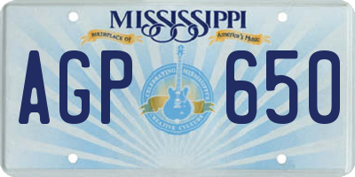MS license plate AGP650