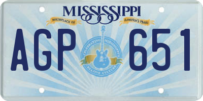 MS license plate AGP651