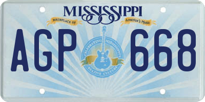 MS license plate AGP668