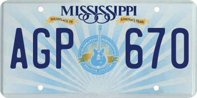 MS license plate AGP670