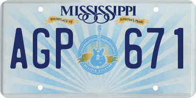 MS license plate AGP671