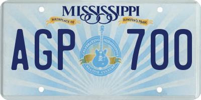 MS license plate AGP700