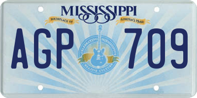 MS license plate AGP709