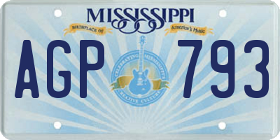 MS license plate AGP793