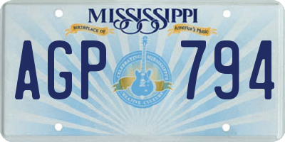 MS license plate AGP794