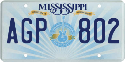 MS license plate AGP802