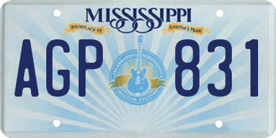 MS license plate AGP831