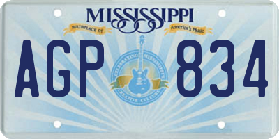 MS license plate AGP834