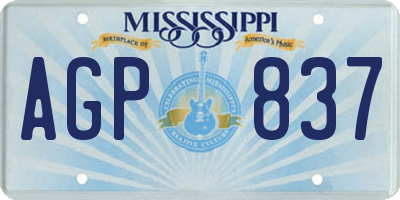 MS license plate AGP837