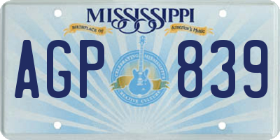 MS license plate AGP839
