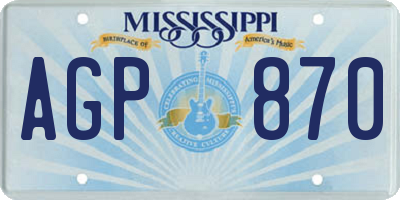 MS license plate AGP870