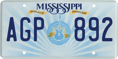 MS license plate AGP892