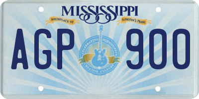 MS license plate AGP900