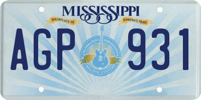 MS license plate AGP931
