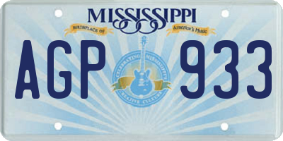 MS license plate AGP933