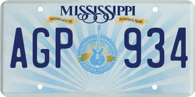 MS license plate AGP934
