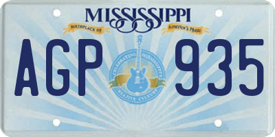 MS license plate AGP935