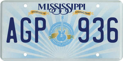 MS license plate AGP936