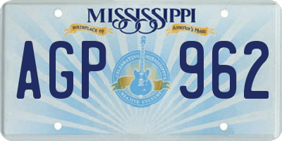 MS license plate AGP962