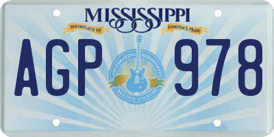 MS license plate AGP978