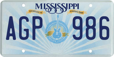 MS license plate AGP986