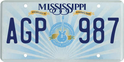 MS license plate AGP987