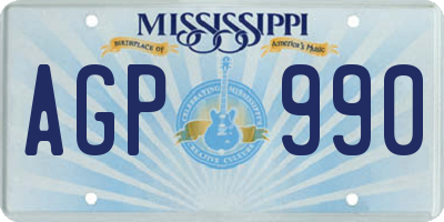 MS license plate AGP990