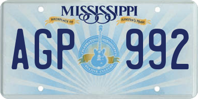MS license plate AGP992