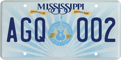 MS license plate AGQ002