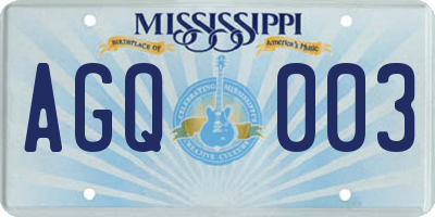 MS license plate AGQ003