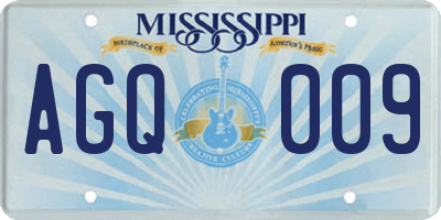 MS license plate AGQ009