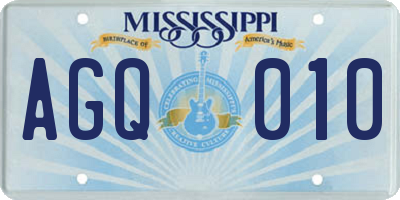 MS license plate AGQ010