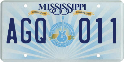 MS license plate AGQ011