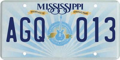 MS license plate AGQ013