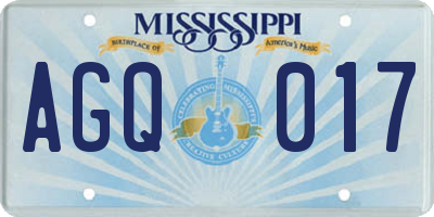 MS license plate AGQ017