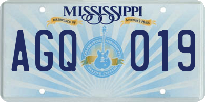 MS license plate AGQ019