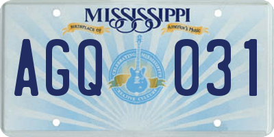 MS license plate AGQ031