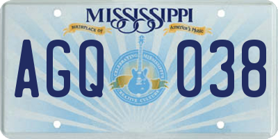 MS license plate AGQ038