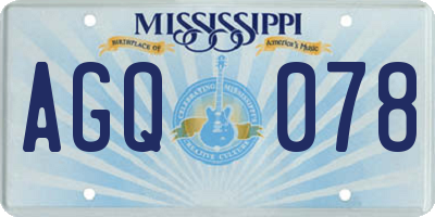 MS license plate AGQ078