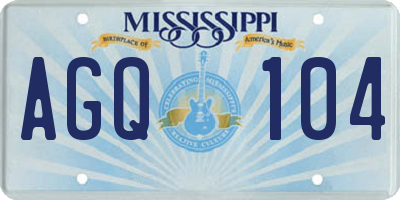 MS license plate AGQ104