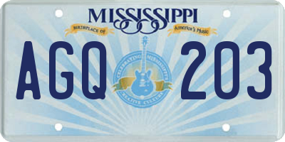 MS license plate AGQ203