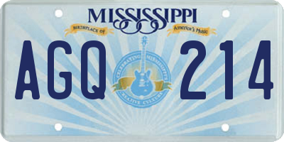 MS license plate AGQ214
