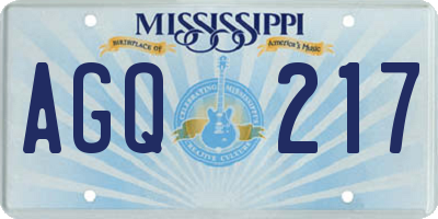 MS license plate AGQ217