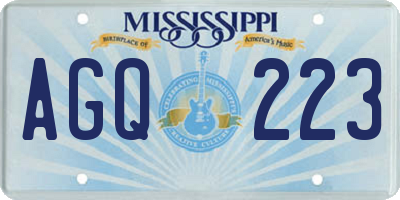 MS license plate AGQ223