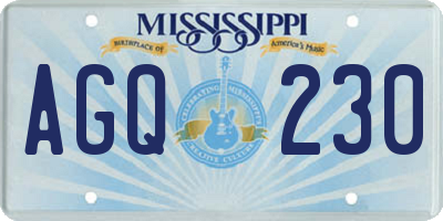 MS license plate AGQ230