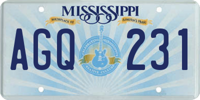 MS license plate AGQ231