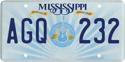 MS license plate AGQ232
