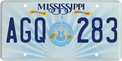MS license plate AGQ283