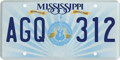 MS license plate AGQ312