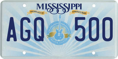 MS license plate AGQ500